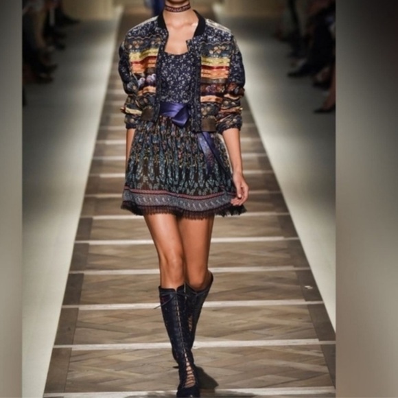 NWT Etro Micro Accordion Pleat Mini Skirt Floral Lace Hem Sz 44 - Picture 12 of 12